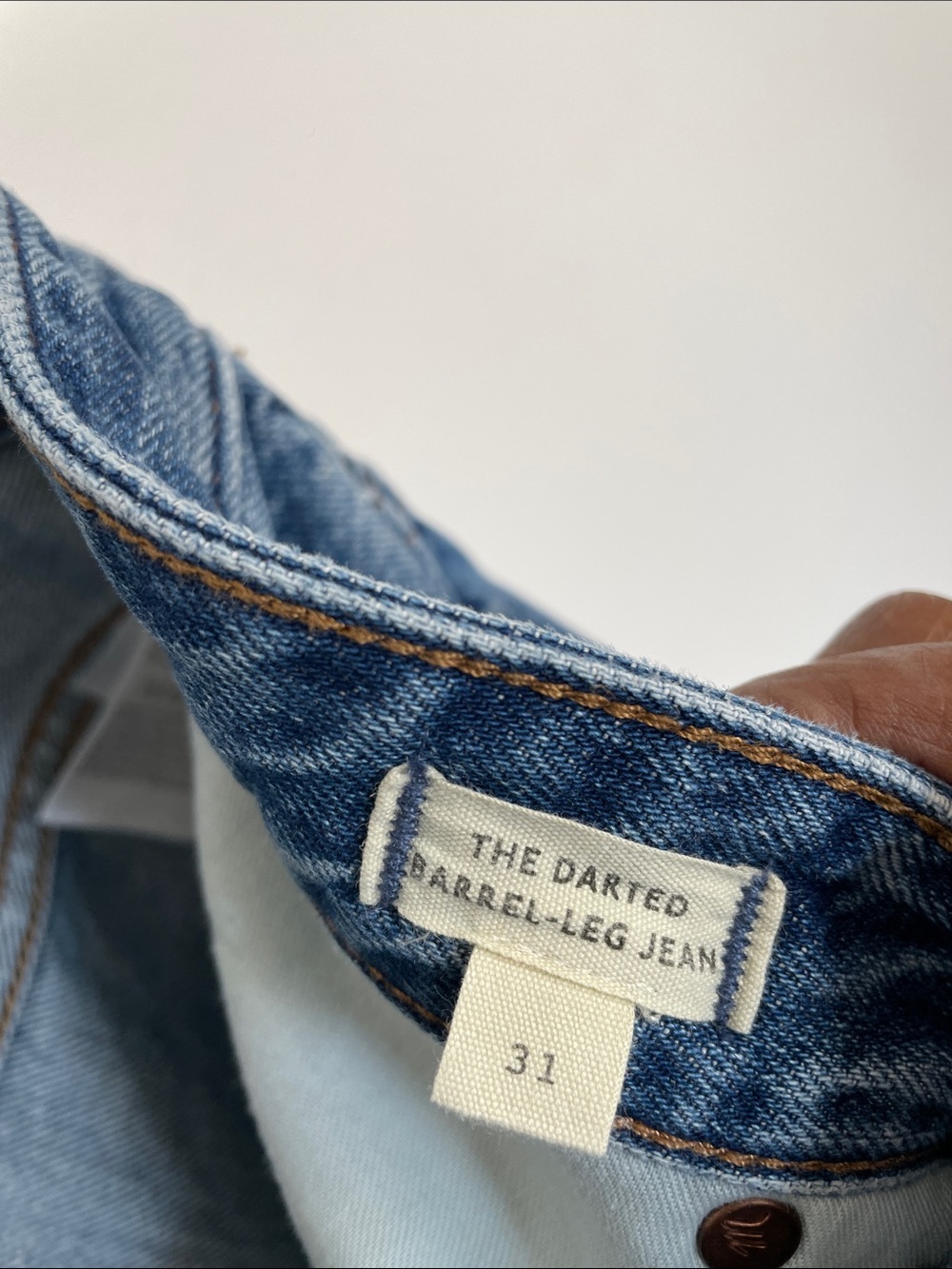 Madewell The Darted Barrel Leg Button Fly Blue Jeans Women's 31 (36) Casual Pant - Picture 8 of 8